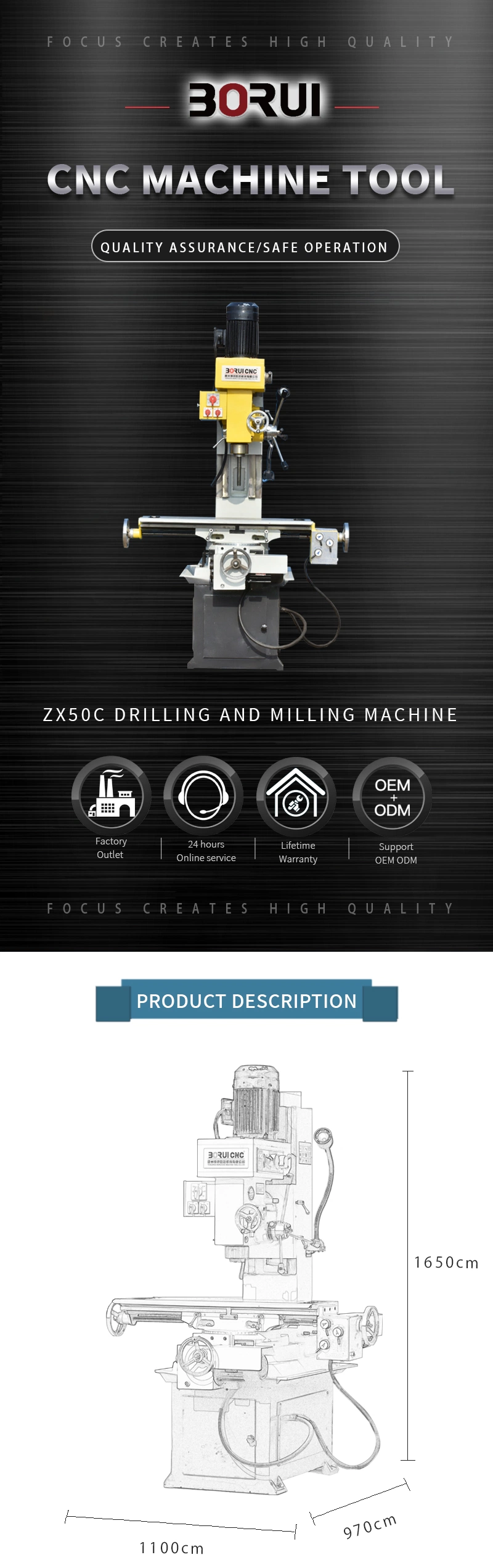 Small Taladro Fresador Machine with Ce Certification (ZX50C)