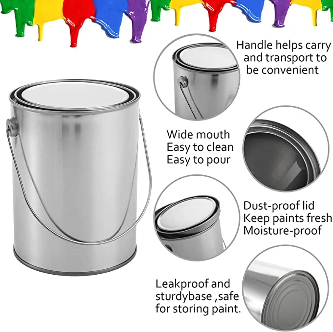 Empty Pint Metal Can Unlined for Solvent Based Paint Packaging Custom Lithograph Acceptable